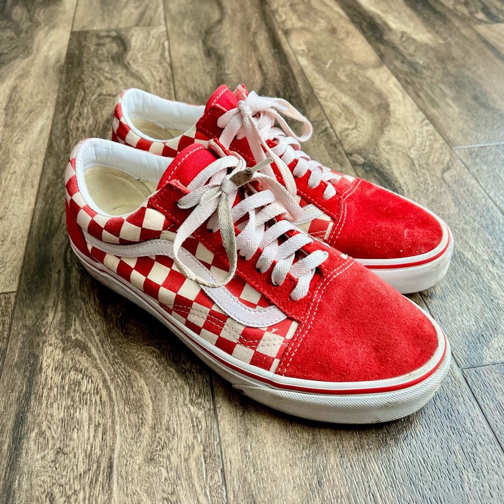 Vans Red and White Checkered Sneakers